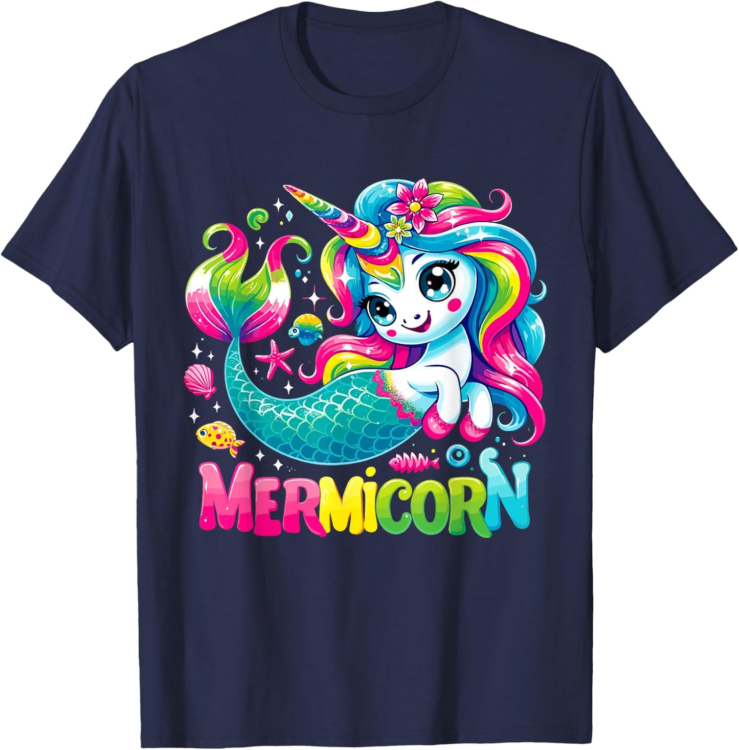 Unicorn Mermaid Mermicorn T-Shirt - T-Shirt | Navy