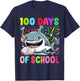 100 Days Of School Shark Lovers Boy Girl Kids T-Shirt - T-Shirt | Navy