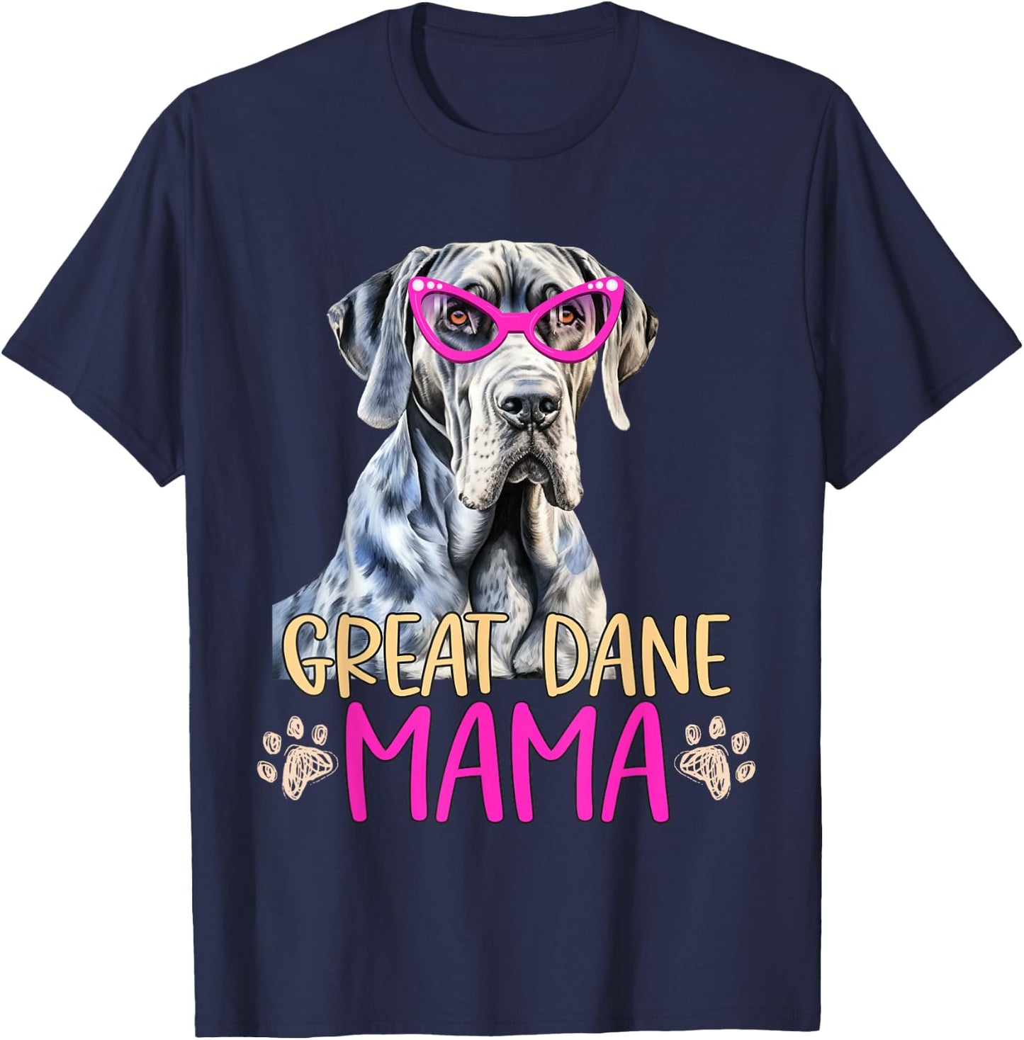 Great Dane Dog Breed Mama Cute Puppy Mother T-Shirt - T-Shirt | Navy