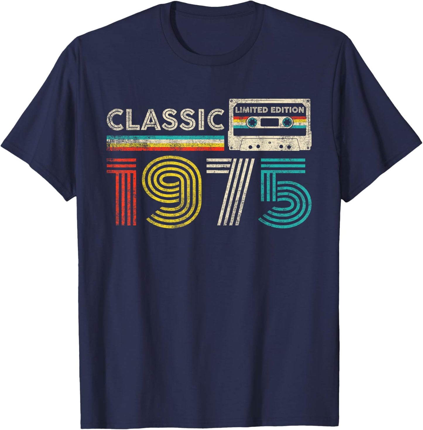 Classic 1975 Vintage 1975 Cassette Tape Men Women Birthday T-Shirt - T-Shirt | Navy