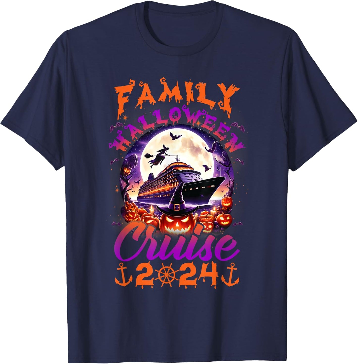 Family Halloween Cruise 2024 Halloween Cruise Cruising Lover T-Shirt - T-Shirt | Navy