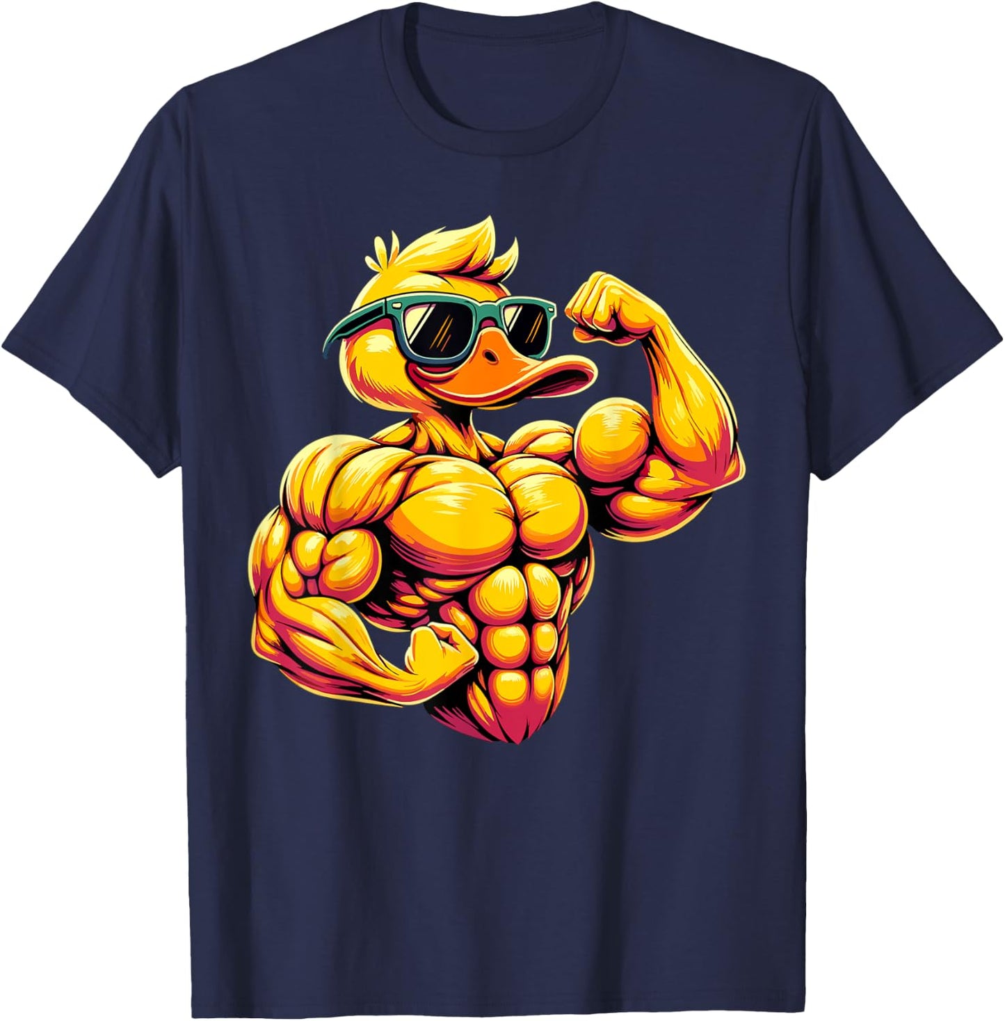 Muscular Duck Bodybuilder Rubber Duck T-Shirt - T-Shirt | Navy