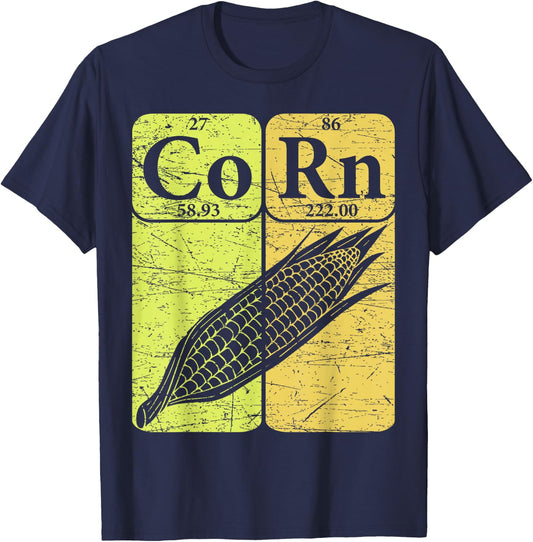 Corn Periodic Table Elements Corn Lover Retro Sweet Corn T-Shirt - T-Shirt | Navy