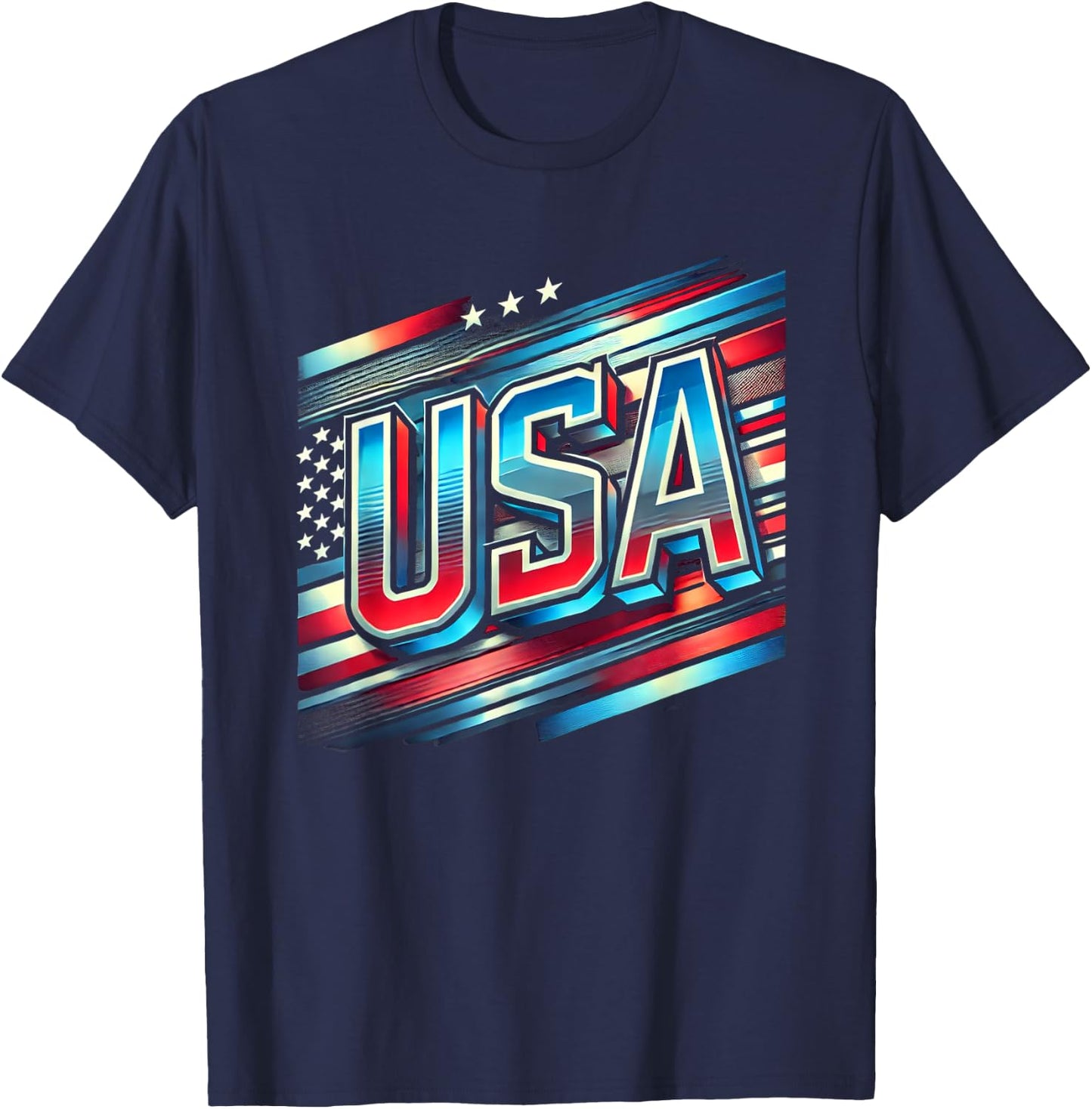 USA American Flag Patriotic Design Men T-Shirt - T-Shirt | Navy