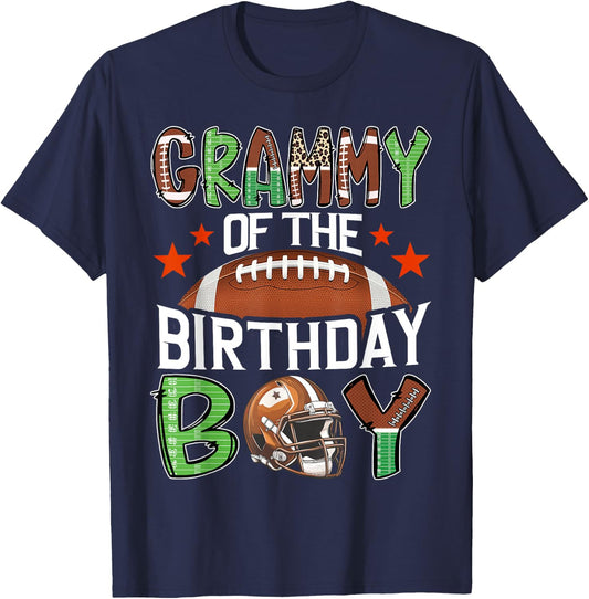 Grammy Of The Birthday Boy Game Day Football T-Shirt - T-Shirt | Navy