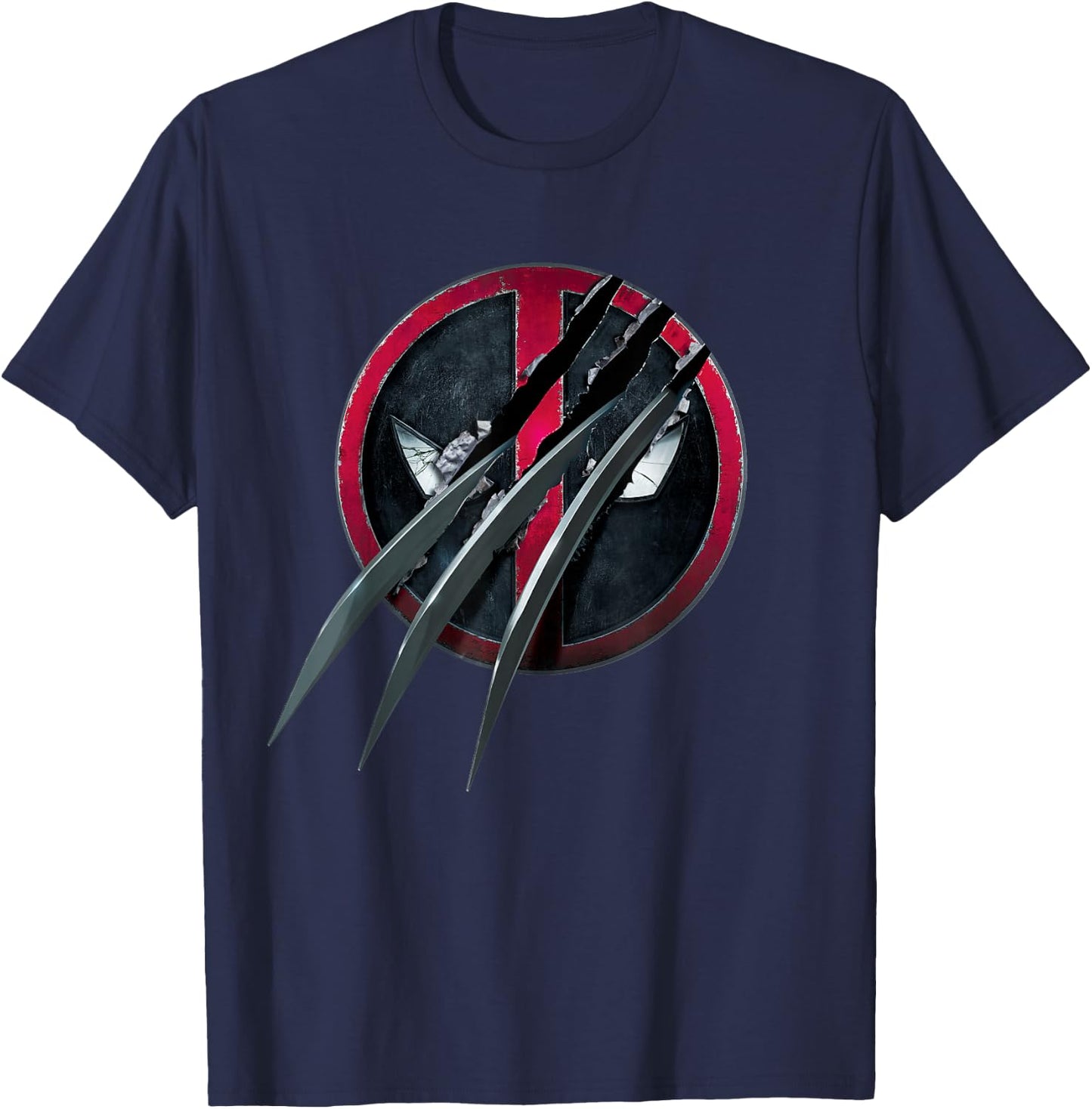 Marvel Deadpool & Wolverine Adamantium Claw Split Logo T-Shirt - T-Shirt | Navy