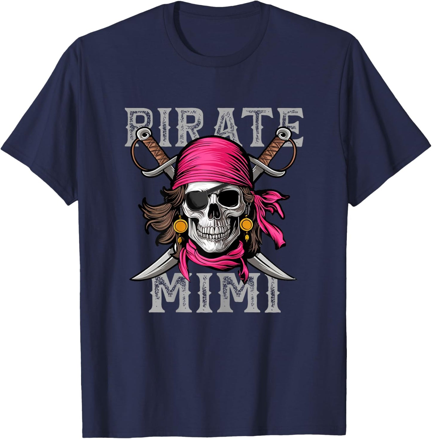 Funny Pirate Mimi Skull Halloween Costumes Family Matching T-Shirt - T-Shirt | Navy
