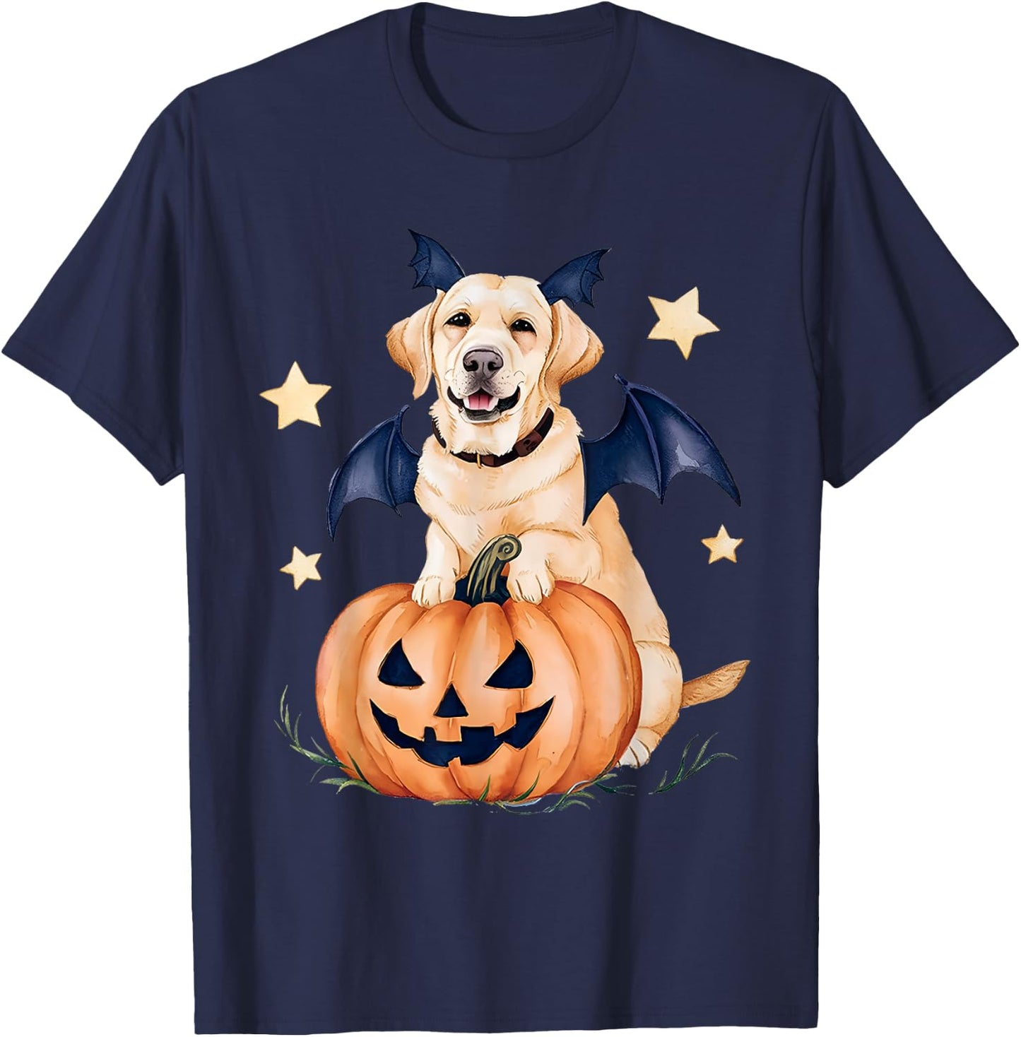 Labrador Pumpkin Witch Golden Labrador Halloween Ghost Dog T-Shirt - T-Shirt | Navy