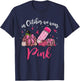 In October We Wear Pink Apple Teacher Daisy Breast Cancer T-Shirt - T-Shirt | Navy