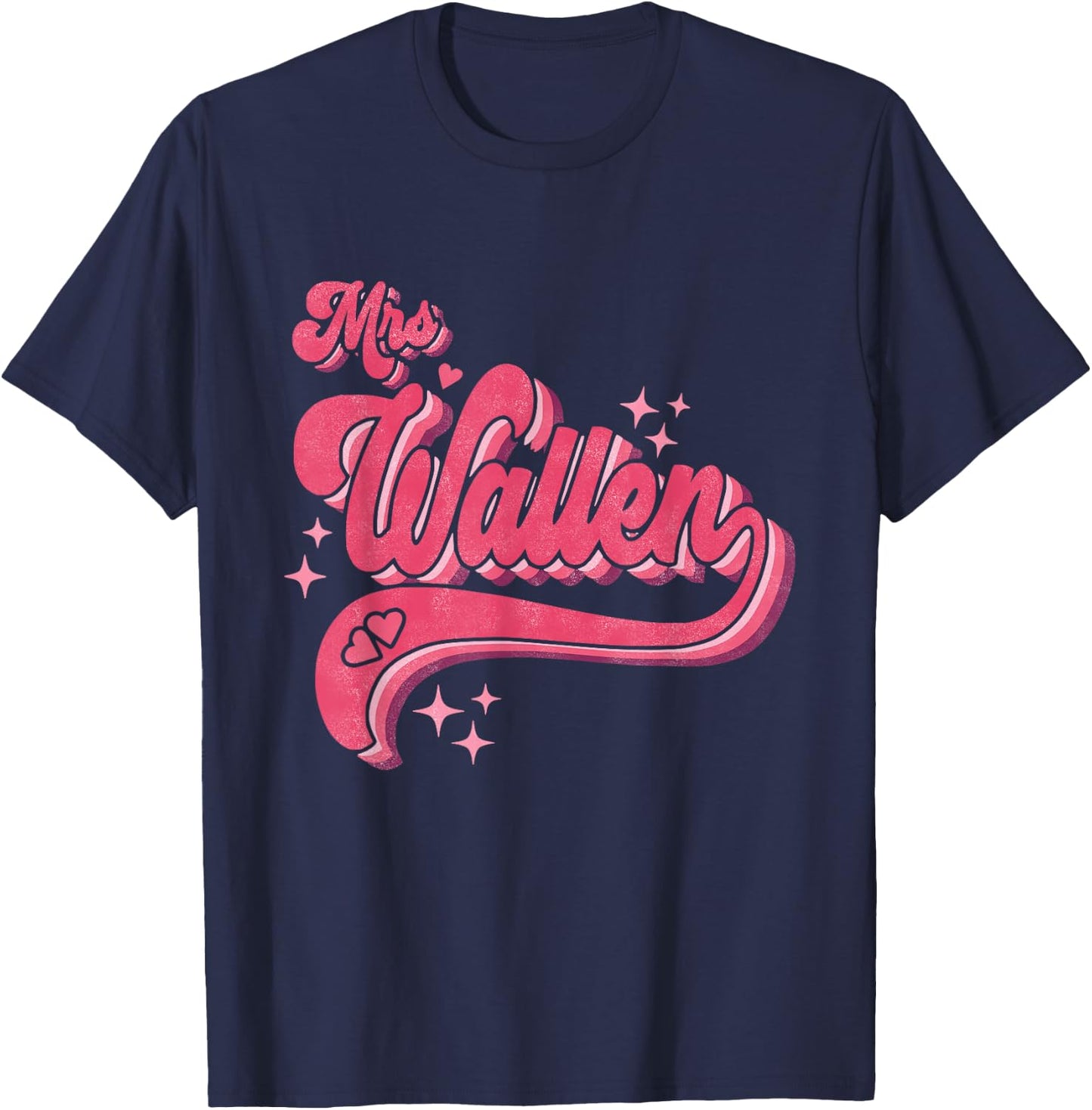 Cute Retro Pink Vintage Funny Name Future Mrs Wallen T-Shirt - T-Shirt | Navy