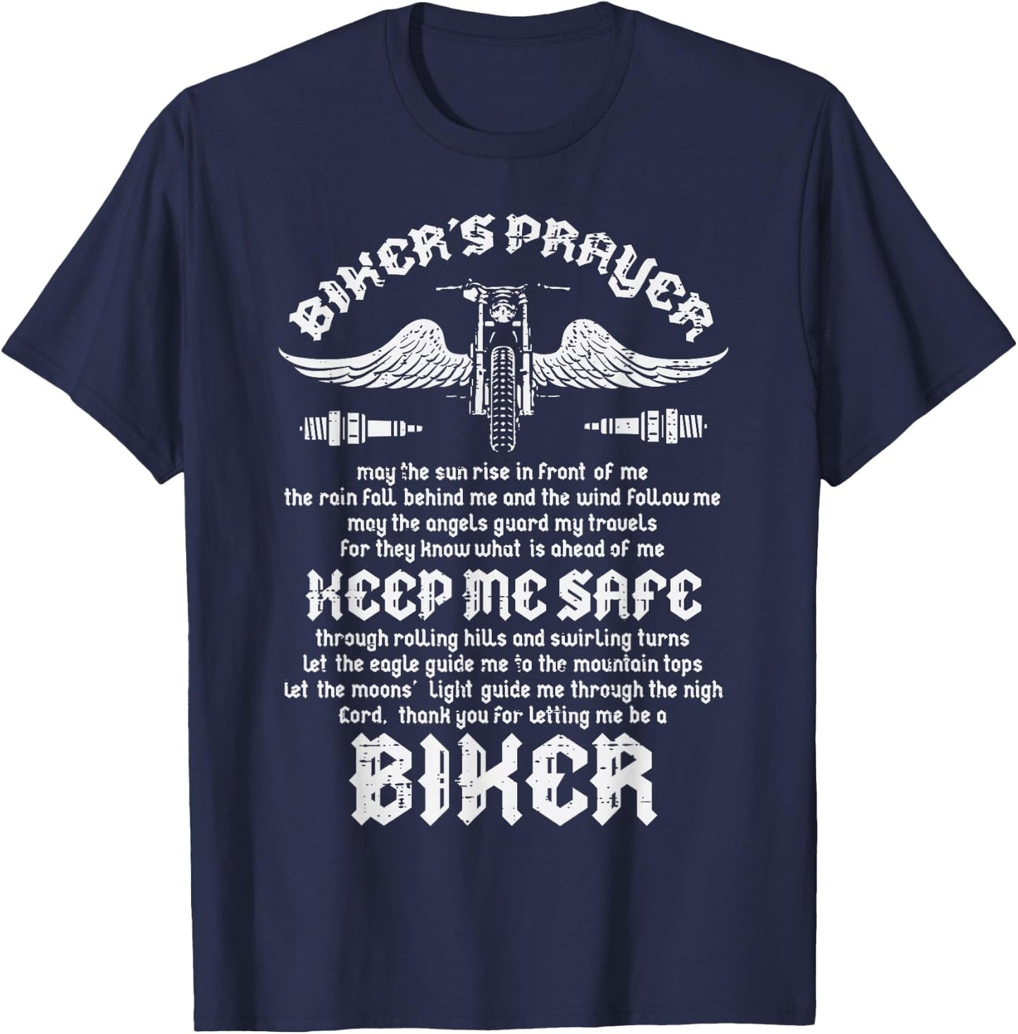 Bikers Prayer Vintage Motorcycle Motorbike Men Women Kids T-Shirt - T-Shirt | Navy
