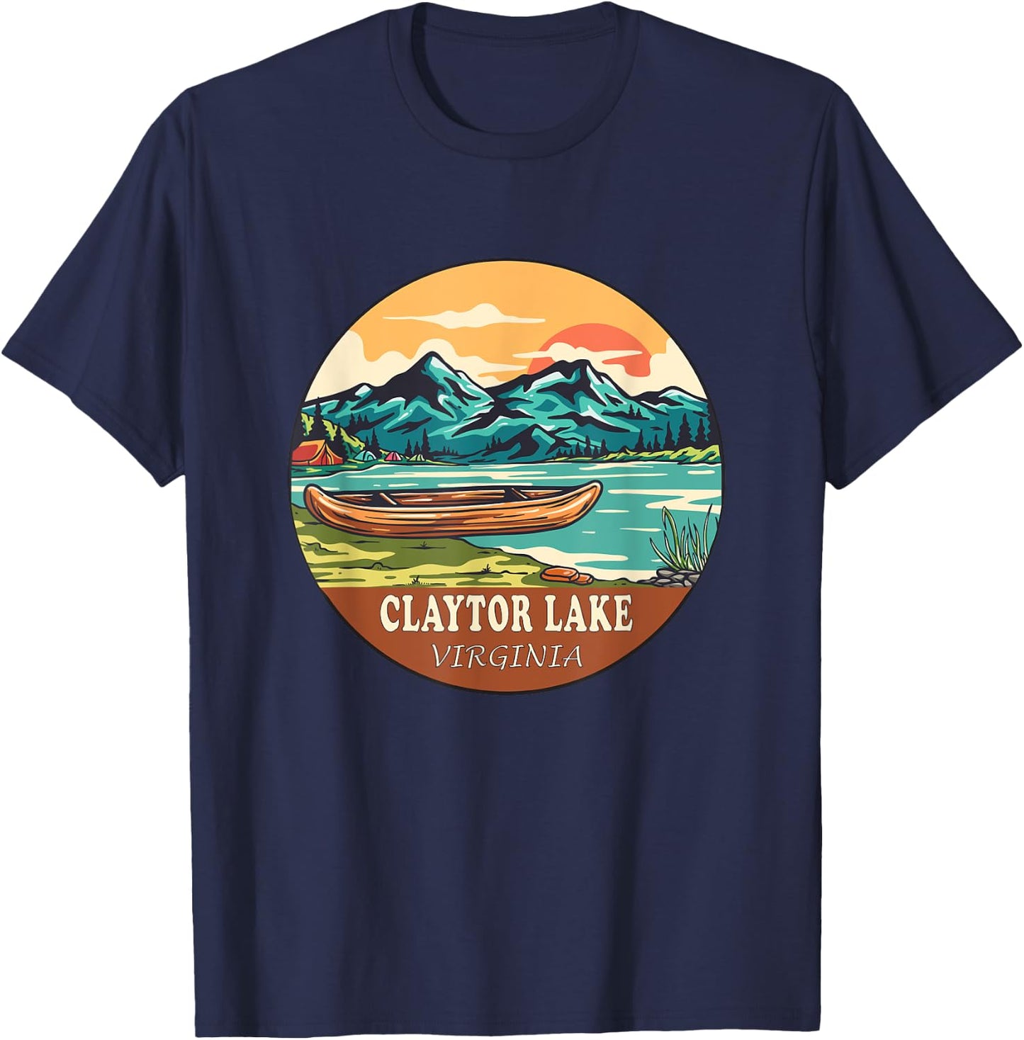 Claytor Lake Vintage Vacation Virginia T-Shirt - T-Shirt | Navy