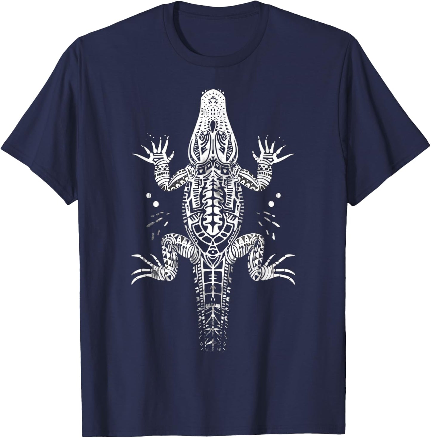 Alligator Tribal Vintage Retro Graphic T-Shirt - T-Shirt | Navy