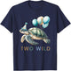 2nd Birthday 2 Years Old Two Wild Sea Turtle Animal Kids T-Shirt - T-Shirt | Navy