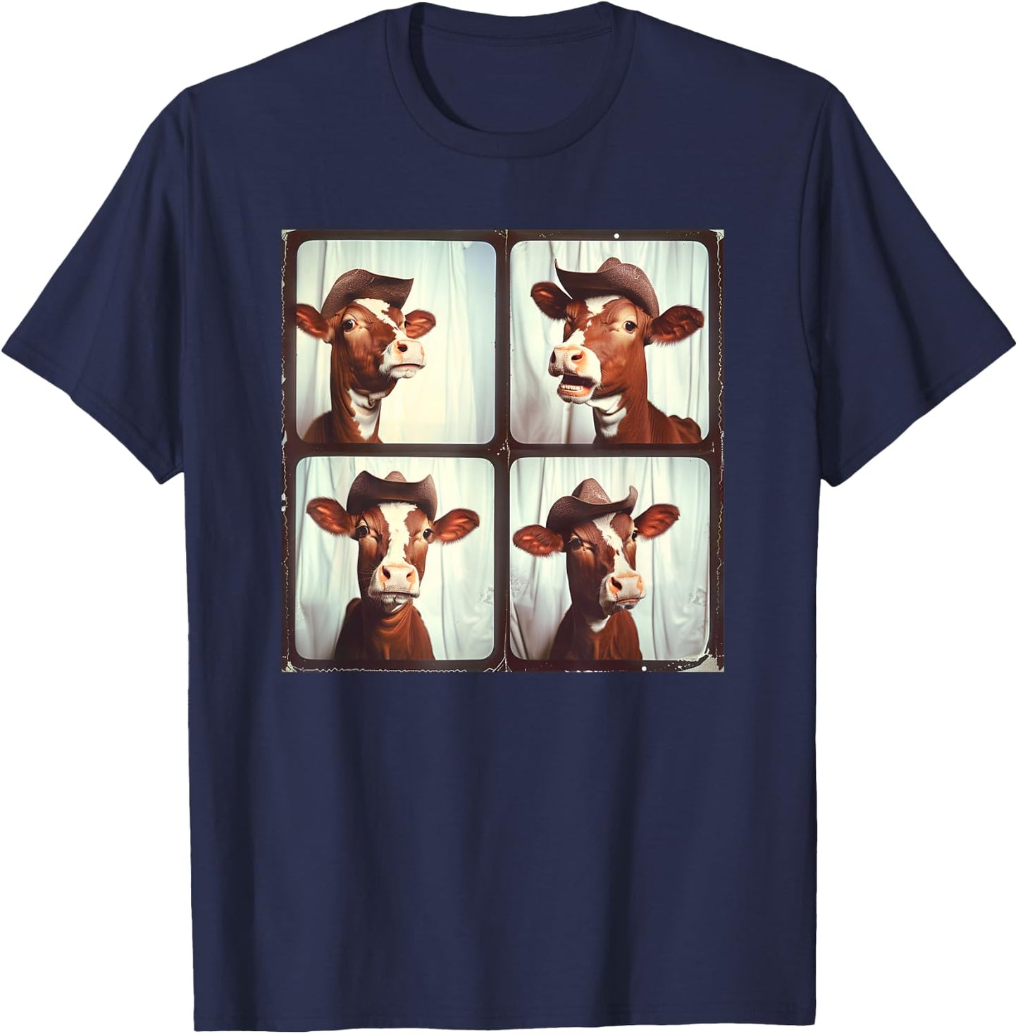 Funny Cow Lover Funny Farm Animal Photobooth Cowboy Cow T-Shirt - T-Shirt | Navy