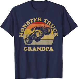 Monster Truck Grandpa For Grandfather Retro Vintage T-Shirt - T-Shirt | Navy