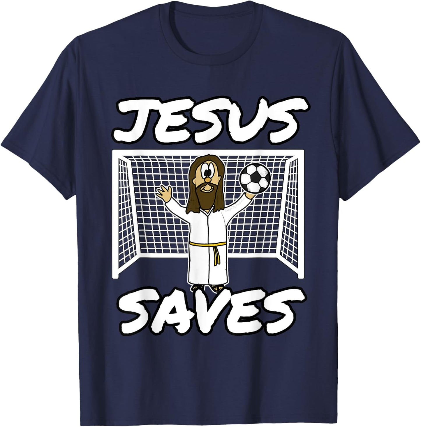 Jesus Saves Christian Football Church Soccer T-Shirt - T-Shirt | Navy