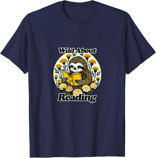I love Reading Cute animals Cute Reading Sloth T-Shirt - T-Shirt | Navy