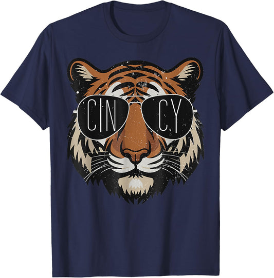 Touchdown American Football Game Day Thanksgiving Tiger T-Shirt - T-Shirt | Navy