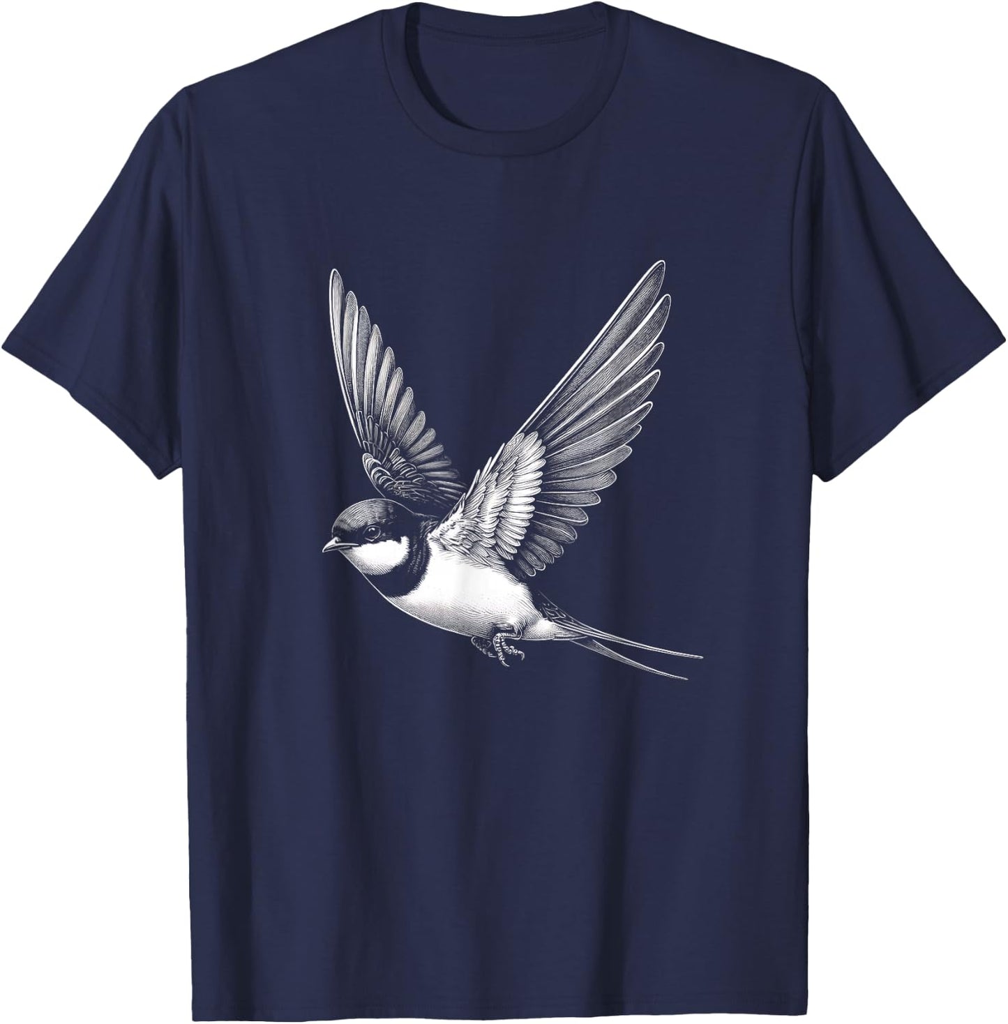 Swallow Graphic Art Bird Design T-Shirt - T-Shirt | Navy