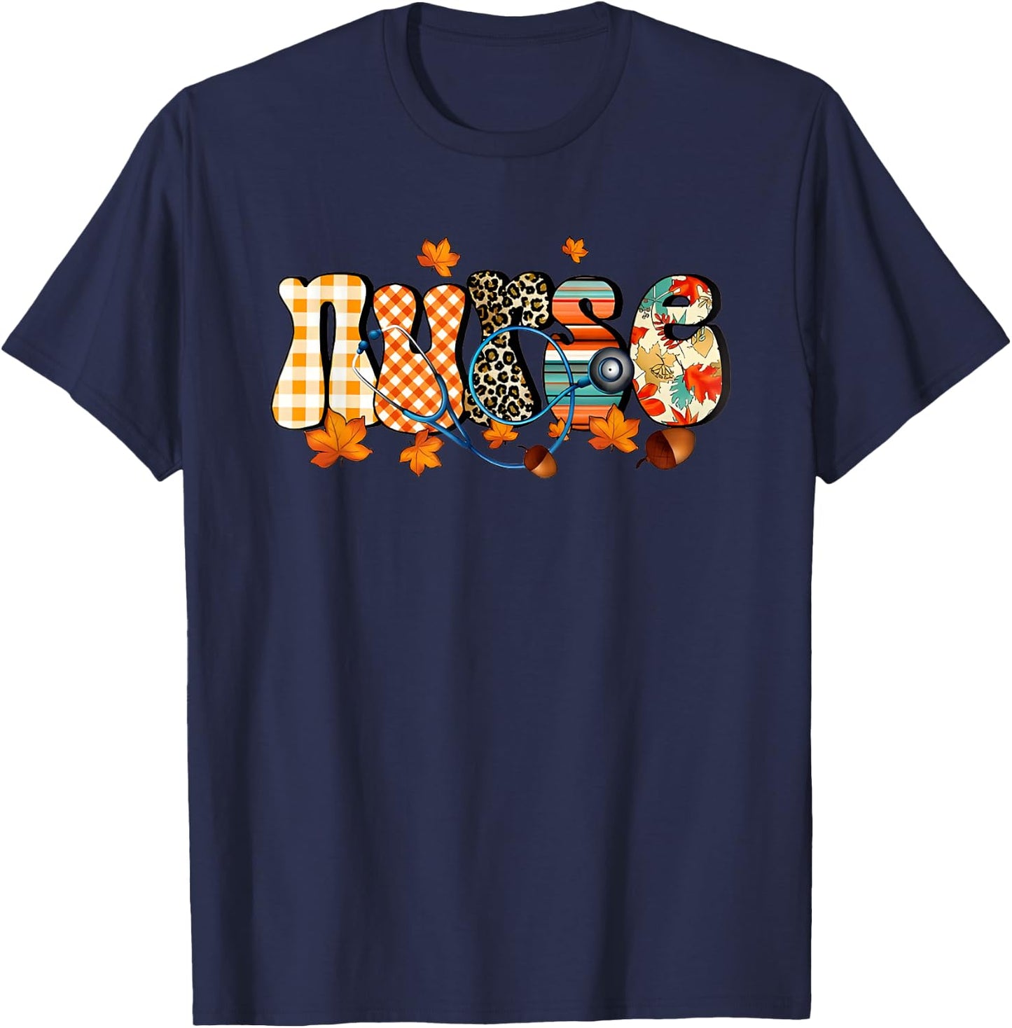 Thanksgiving Nurse Nurse Nursing Nurse Student Fall Season T-Shirt - T-Shirt | Navy