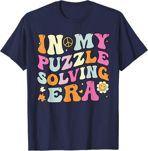 In My Puzzle Solving Era, Groovy Puzzle Solver T-Shirt - T-Shirt | Navy