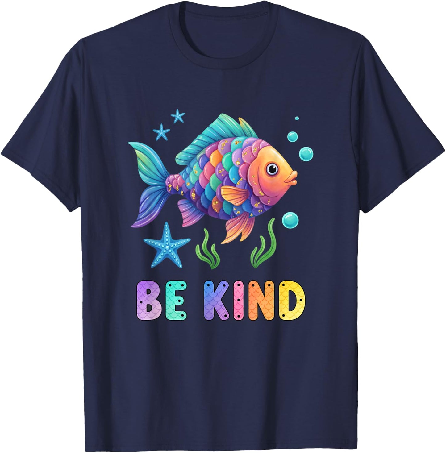 Unity Day Be Kind Colorful Fish Kids Bullying T-Shirt - T-Shirt | Navy