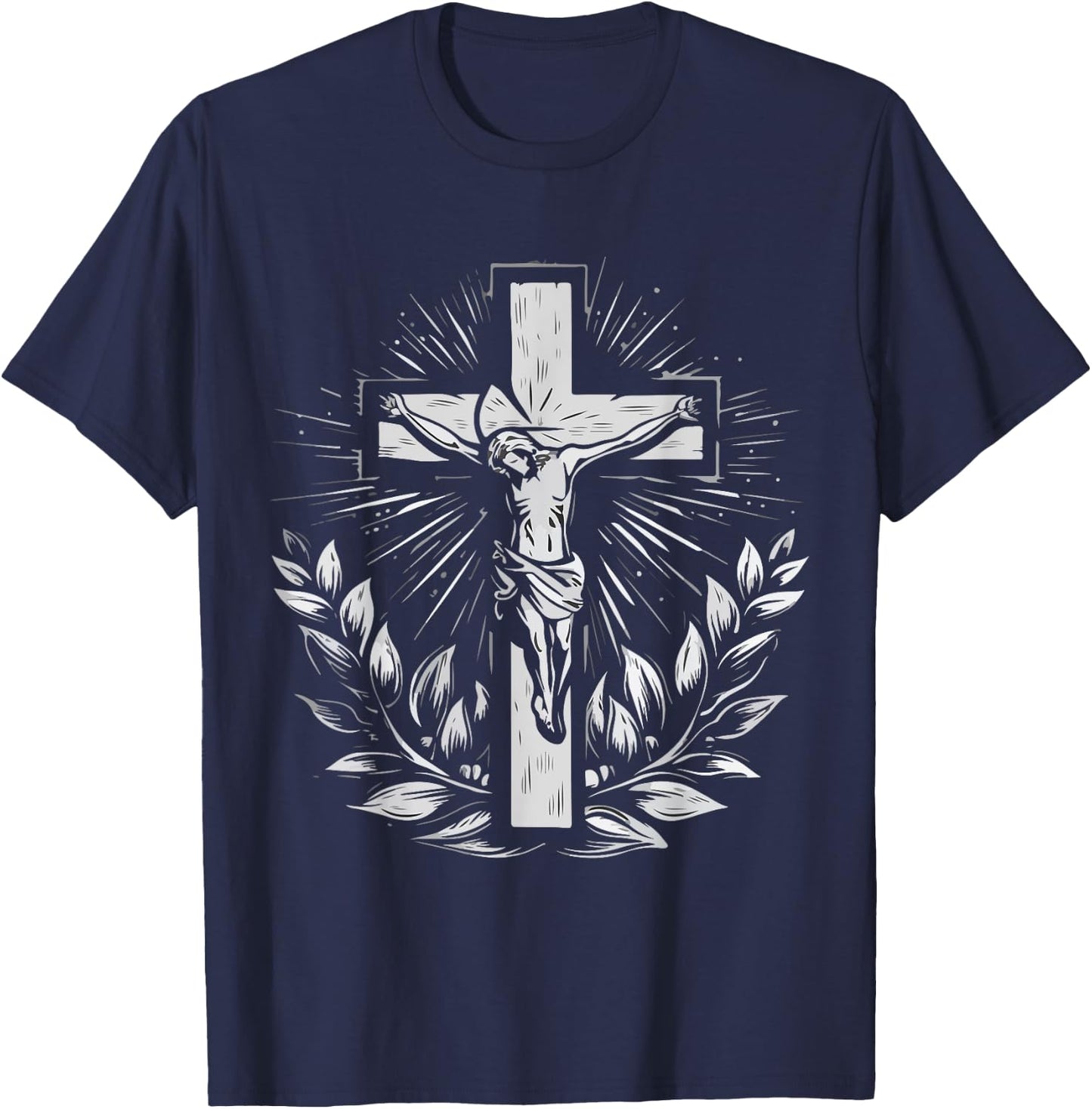 Crucifix Faith Christian Jesus T-Shirt - T-Shirt | Navy