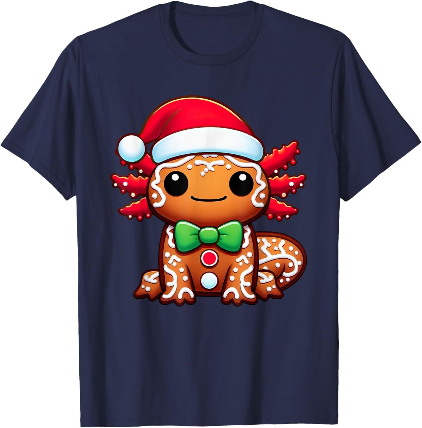 Funny Gingerbread Man Axolotl Christmas Kids T-Shirt - T-Shirt | Navy