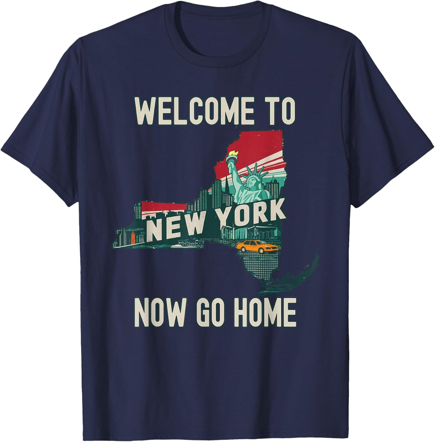 Funny Welcome To New York Retro Design, Funny New York T-Shirt - T-Shirt | Navy