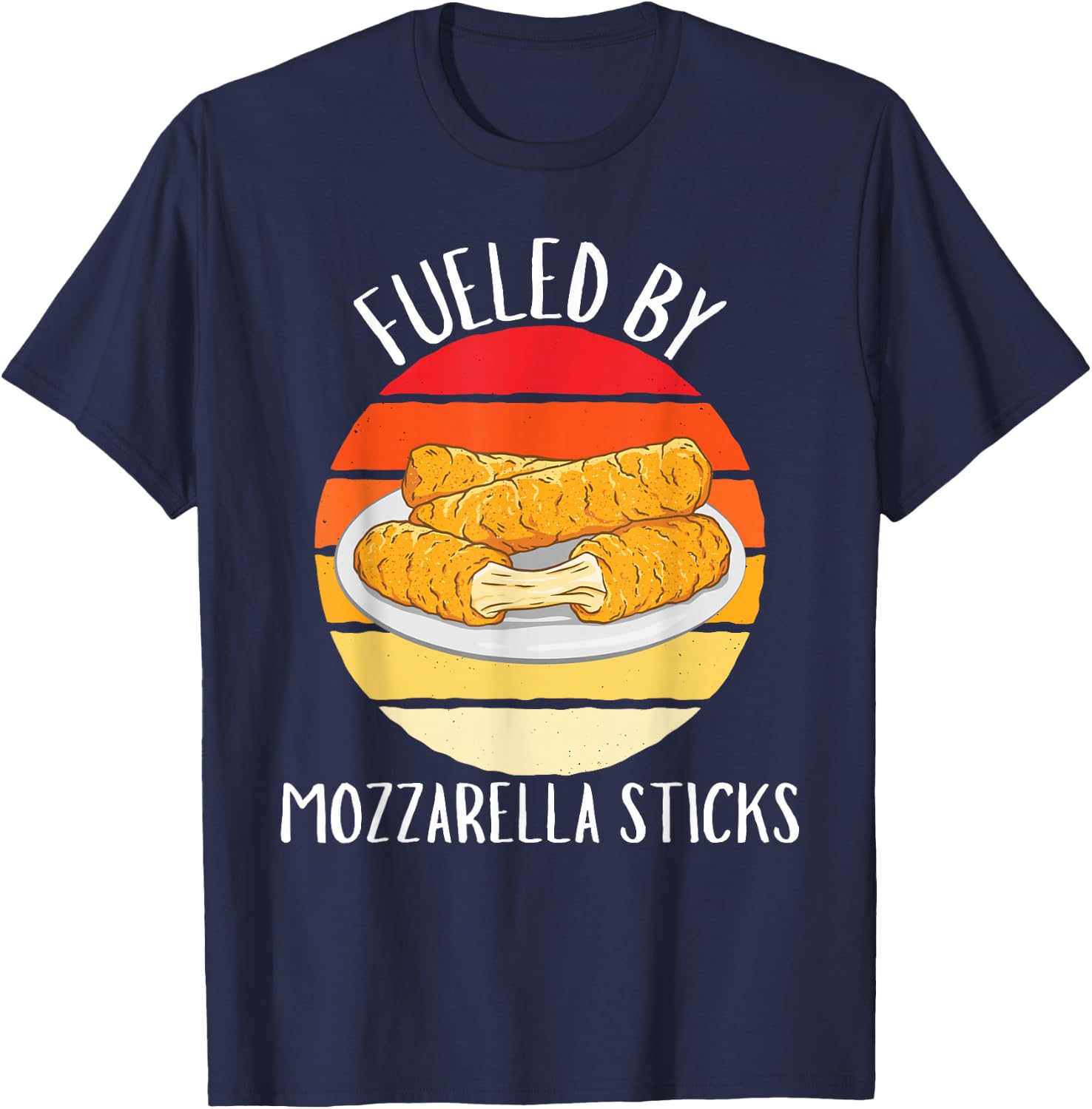 Vintage Fueled By Mozzarella Sticks Food Lover T-Shirt - T-Shirt | Navy