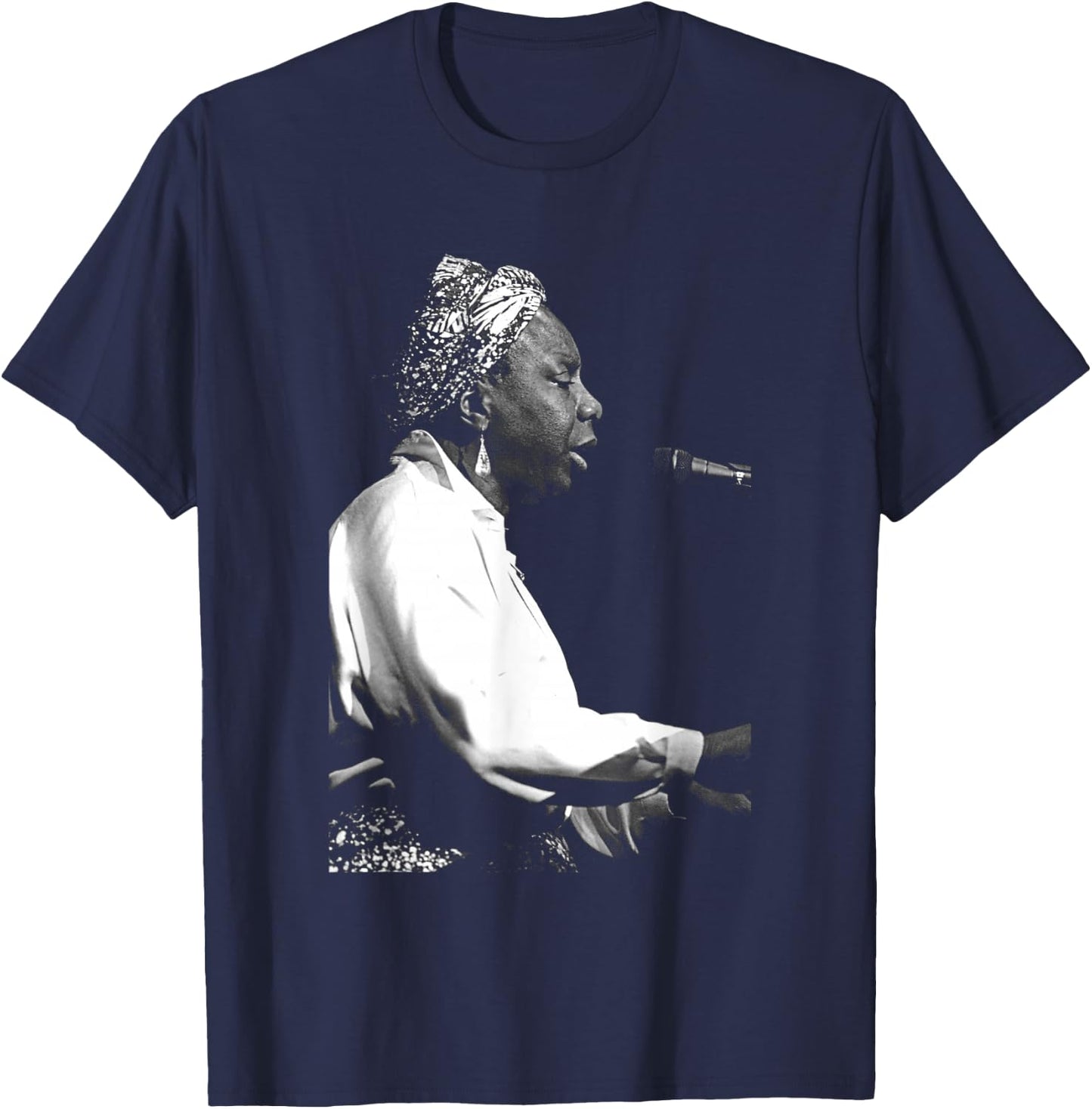 Nina Simone At The Piano Royal Albert Hall By Stephen Wright T-Shirt - T-Shirt | Navy