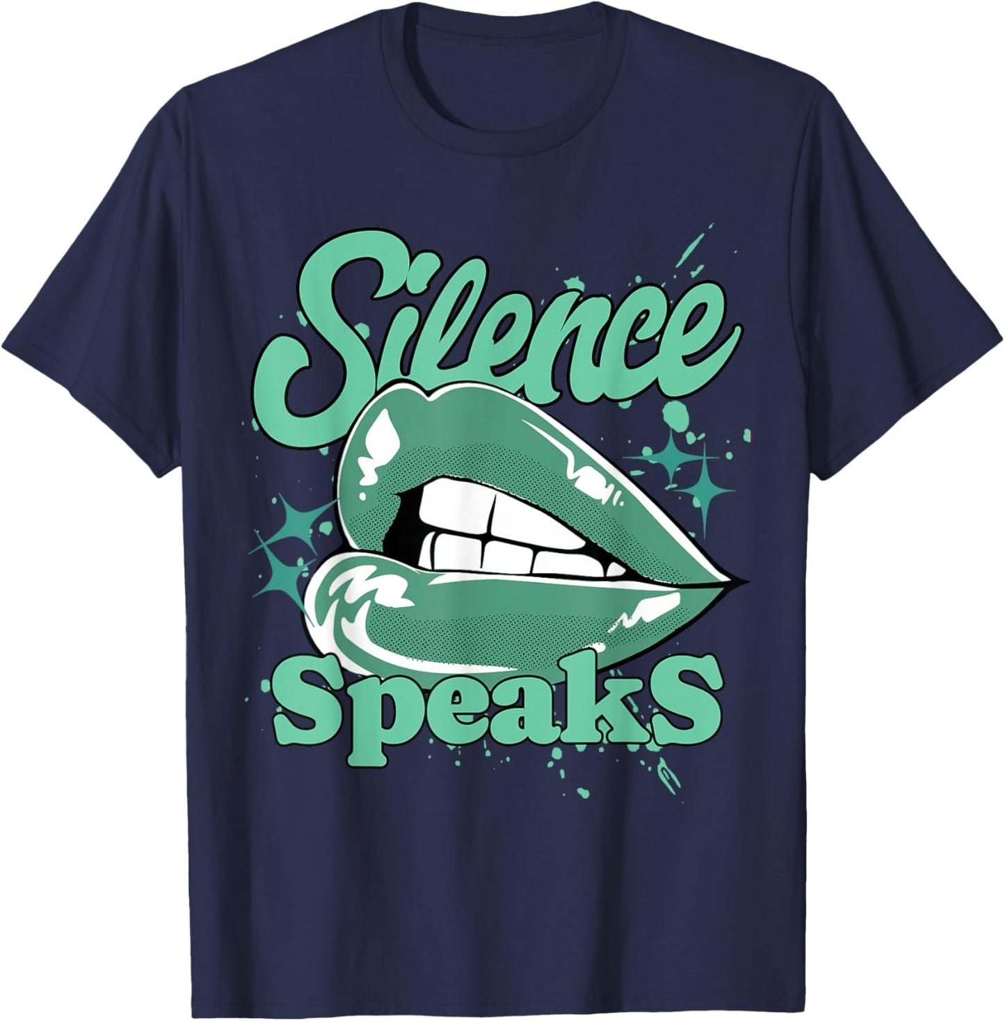 Silence Speaks Retro Green Glow 1s Matching Women T-Shirt - T-Shirt | Navy