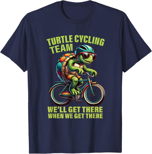 Funny Turtle Cycling Lover Cycle Team Cyclist Tour Bicycle T-Shirt - T-Shirt | Navy