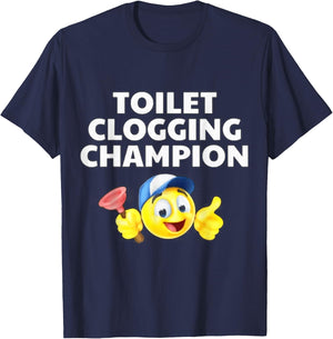 Toilet Clogging Champion Funny Meme T-Shirt - T-Shirt | Navy