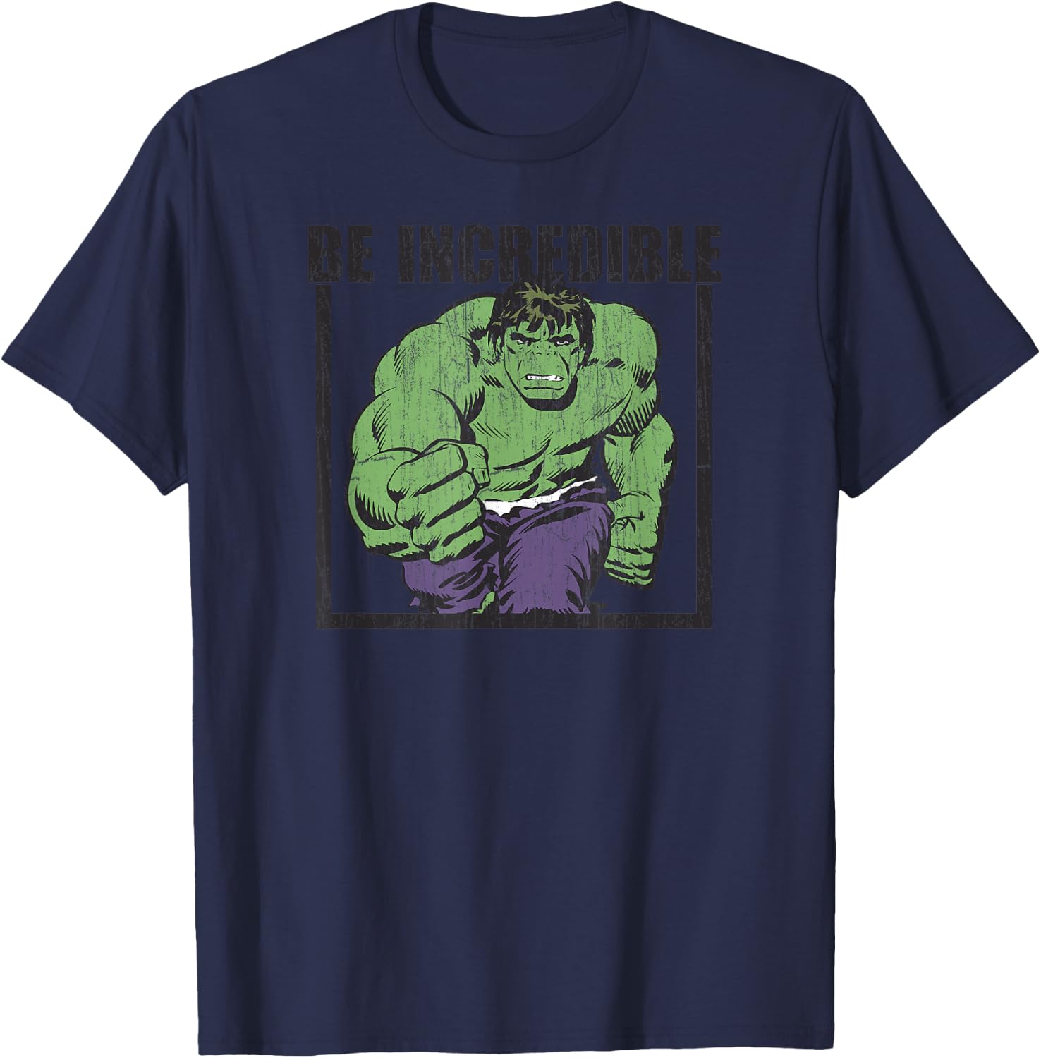 Marvel Comics Retro Classic Vintage Hulk Be Incredible T-Shirt - T-Shirt | Navy