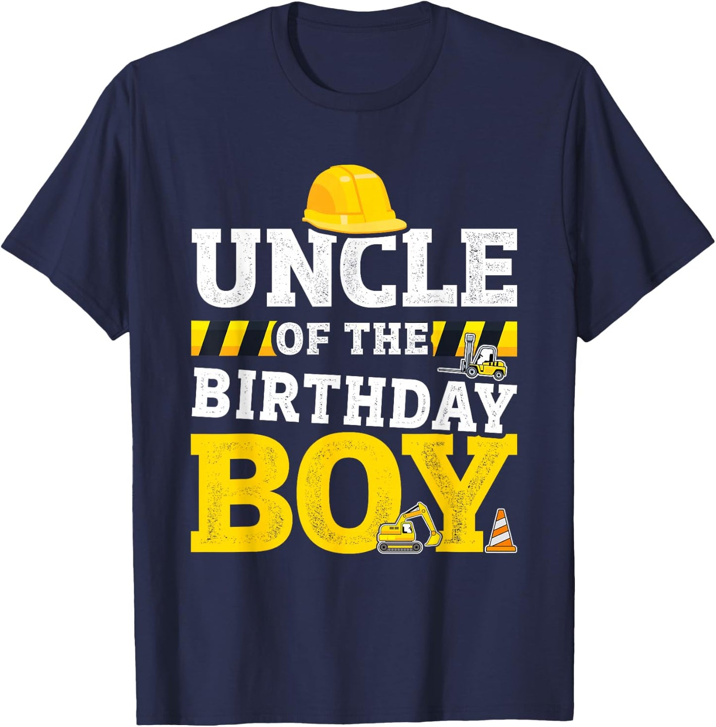 Uncle of the birthday boy matching family construction party T-Shirt - T-Shirt | Navy