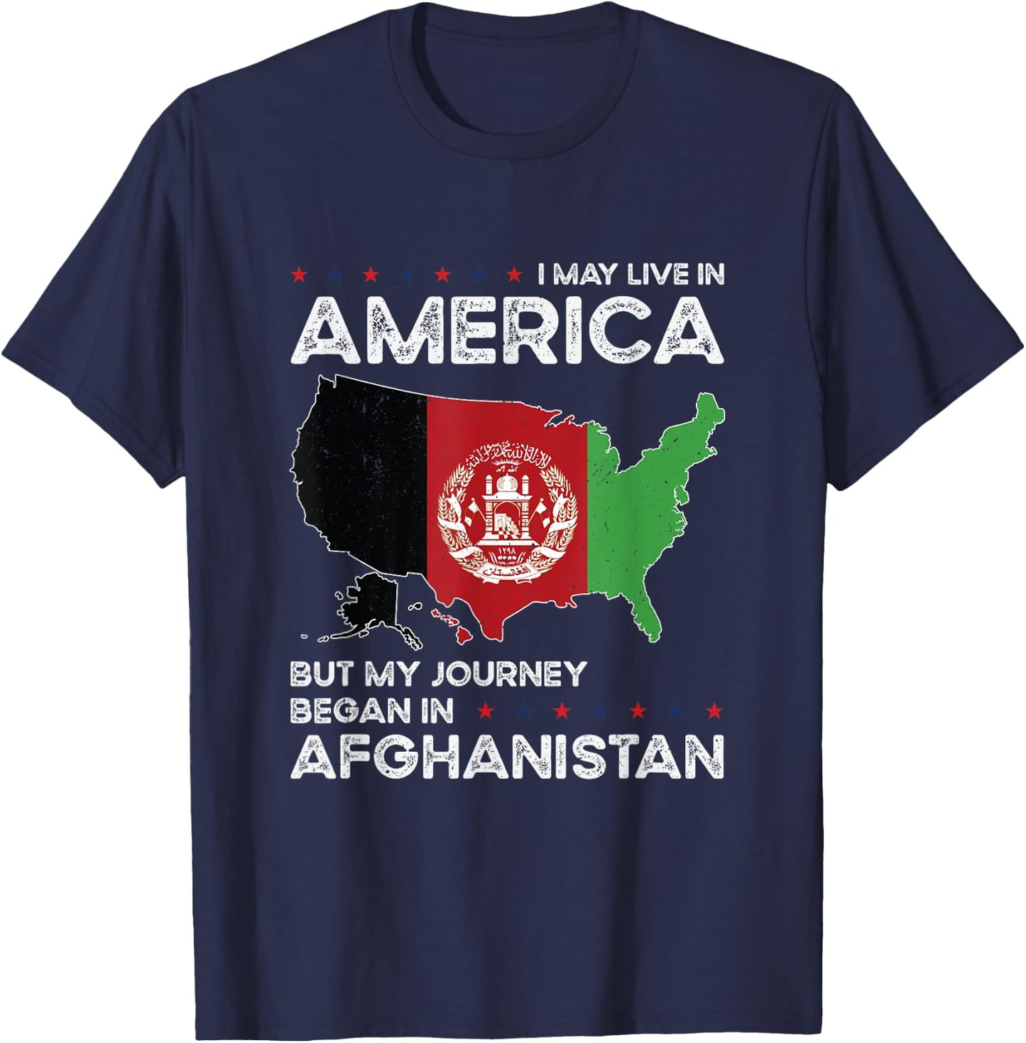 Afghan American Patriot USA Grown Afghanistan US Flag T-Shirt - T-Shirt | Navy