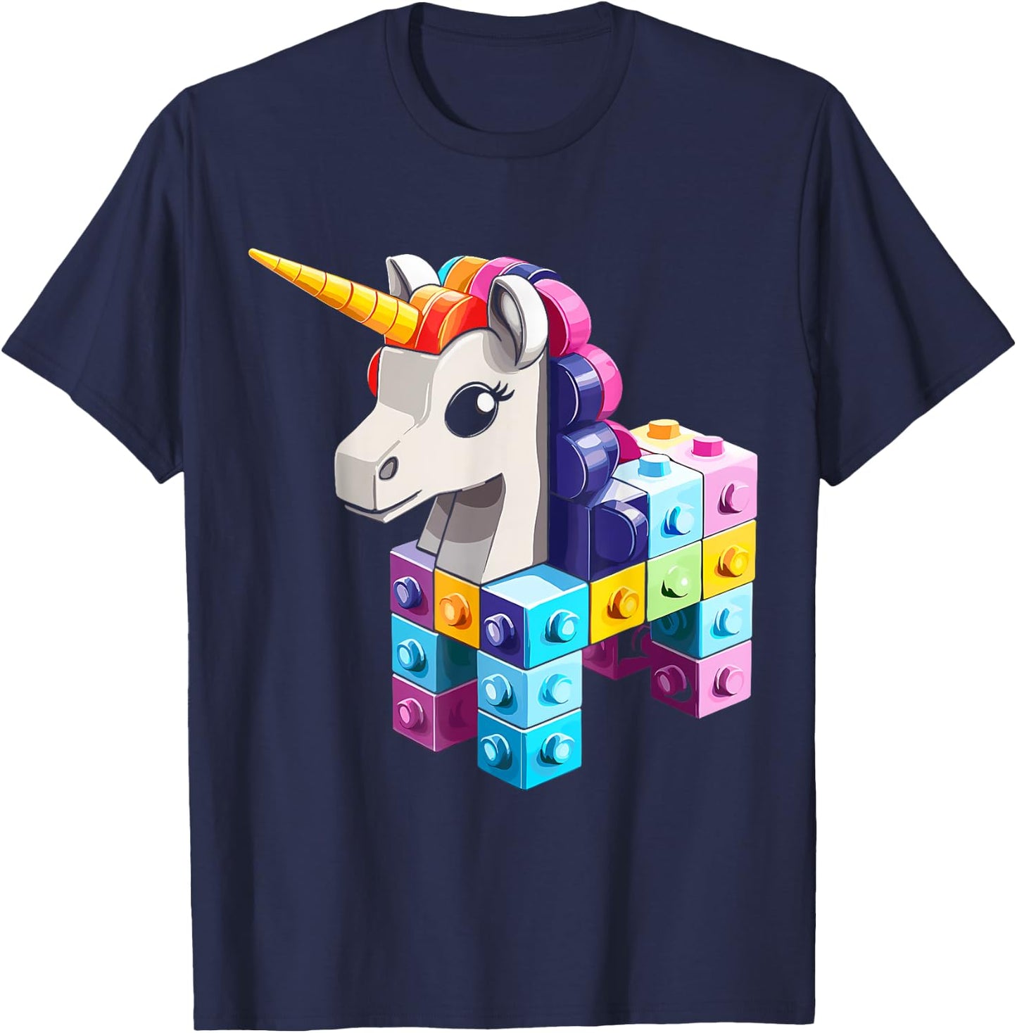 Master Builder Bricks Blocks Play Toys Unicorn Youth Kids T-Shirt - T-Shirt | Navy