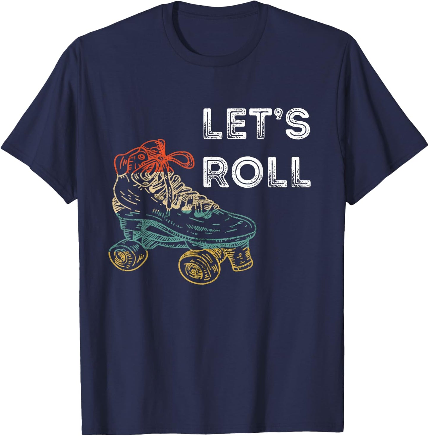 Roller Skates Running 70s 80s Roller Skating Inline Skater T-Shirt - T-Shirt | Navy