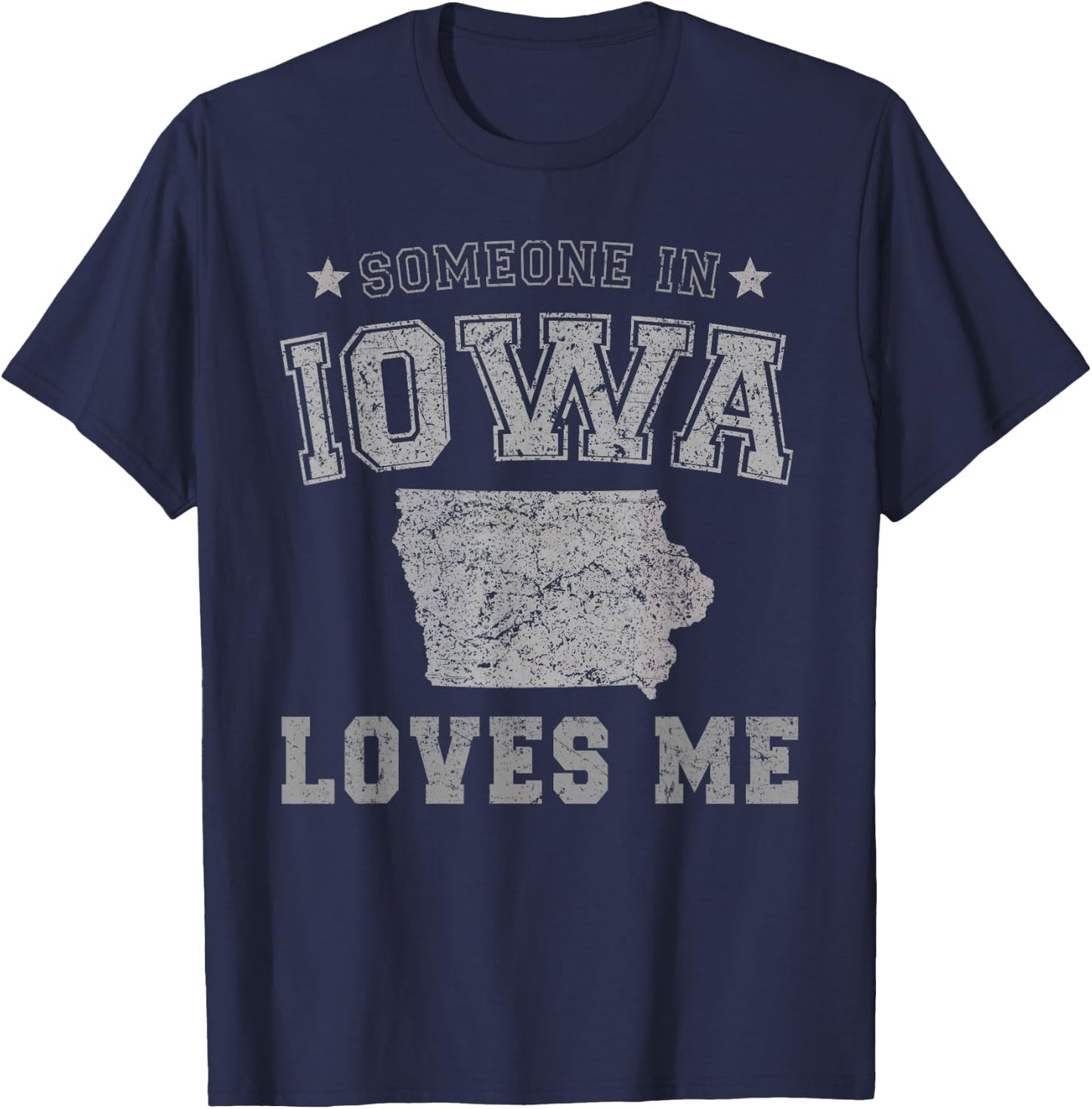 Someone In Iowa Loves Me Heart Vintage State T-Shirt - T-Shirt | Navy