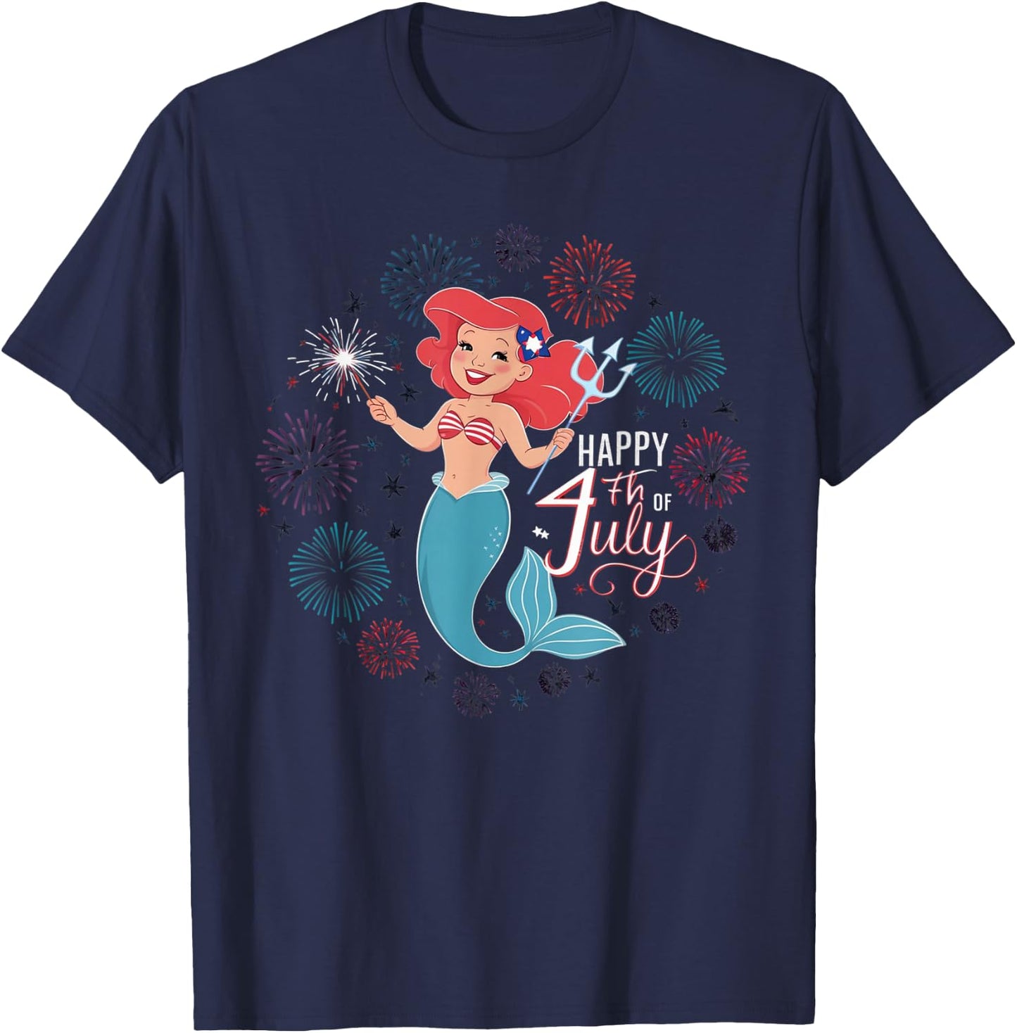 Patriotic Happy 4th of July Mermaid Cute Kids Men T-Shirt - T-Shirt | Navy