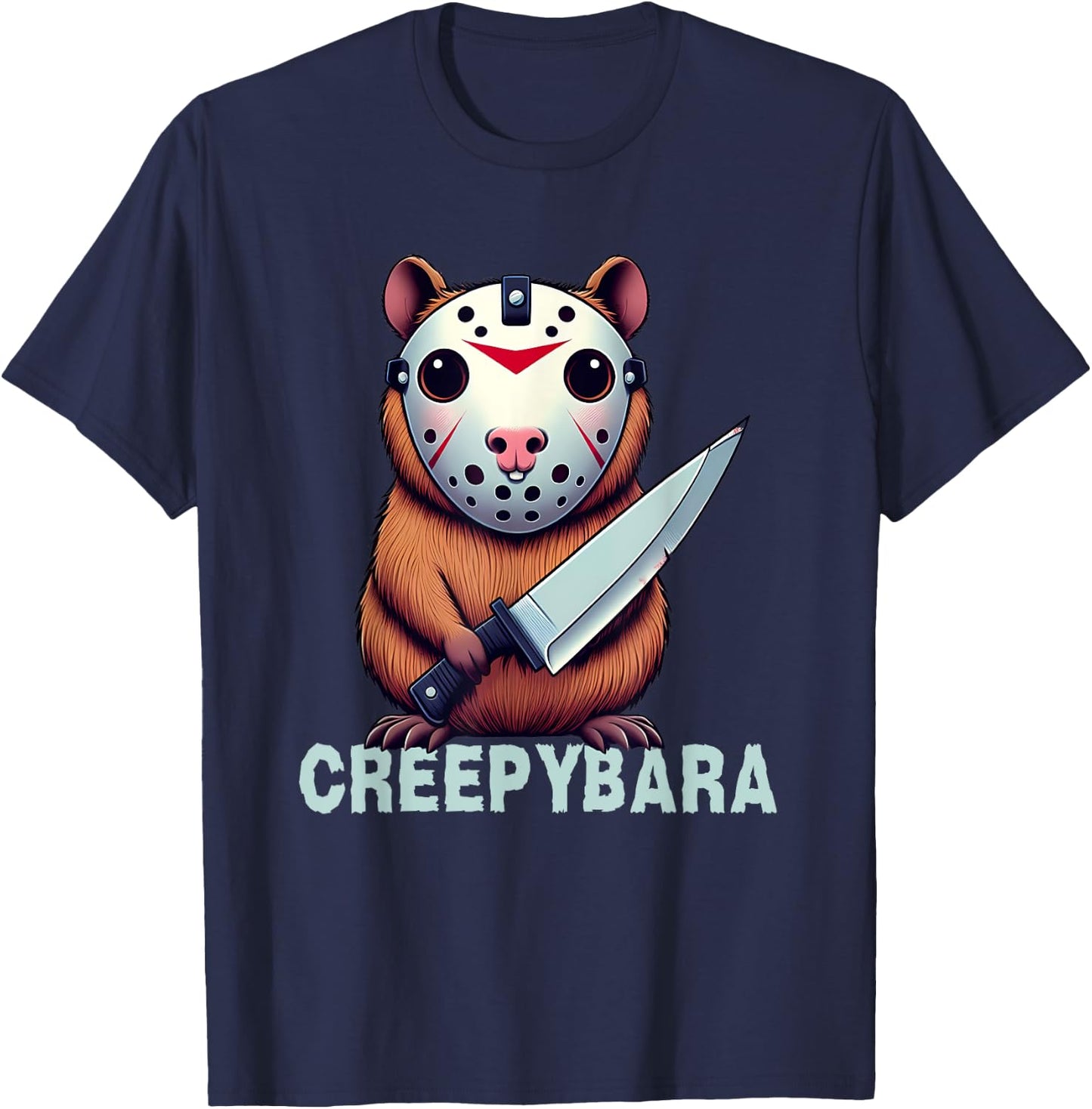 Creepybara Horror Capybara – Funny Halloween Scary Animal T-Shirt - T-Shirt | Navy
