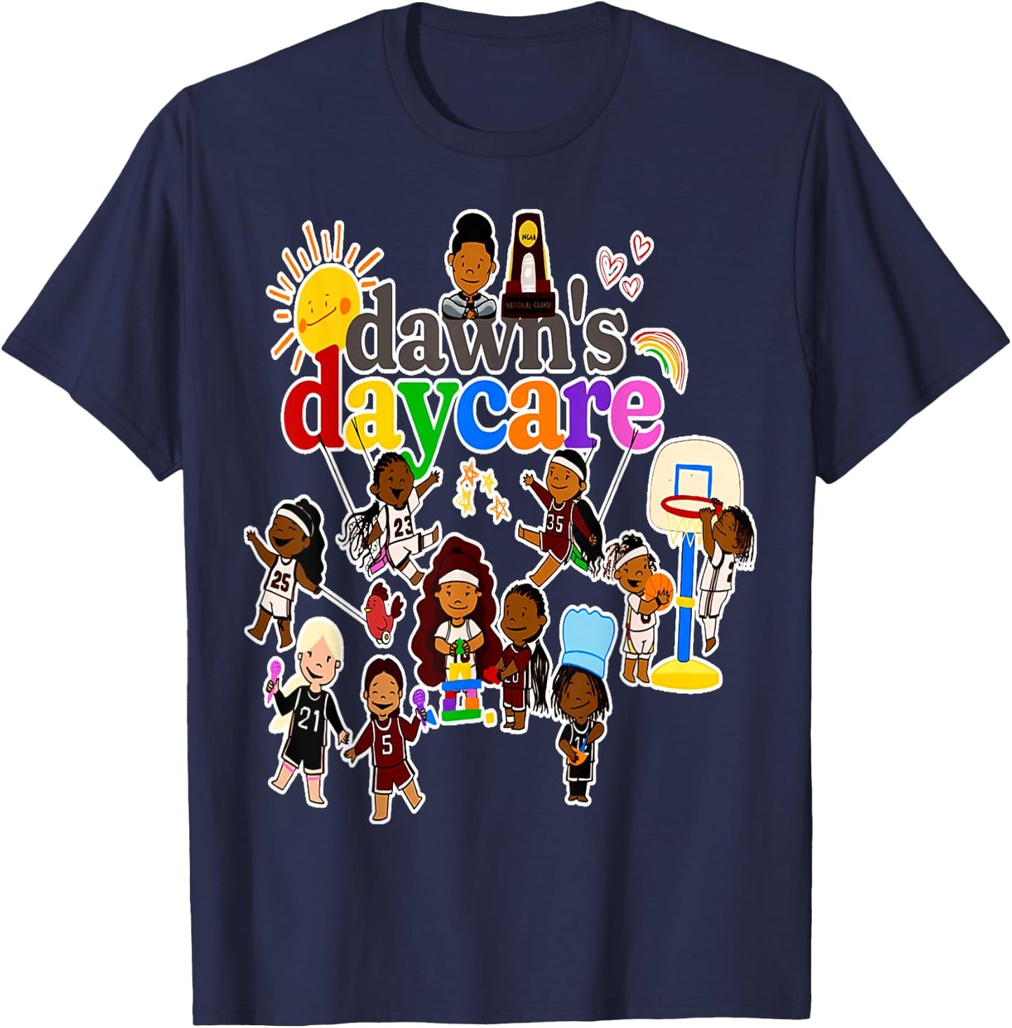 Dawn's Daycare Basketball cute funny T-Shirt - T-Shirt | Navy