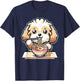 Cute Kawaii Cockapoo Eating Ramen Noodles Food Dog Lovers T-Shirt - T-Shirt | Navy