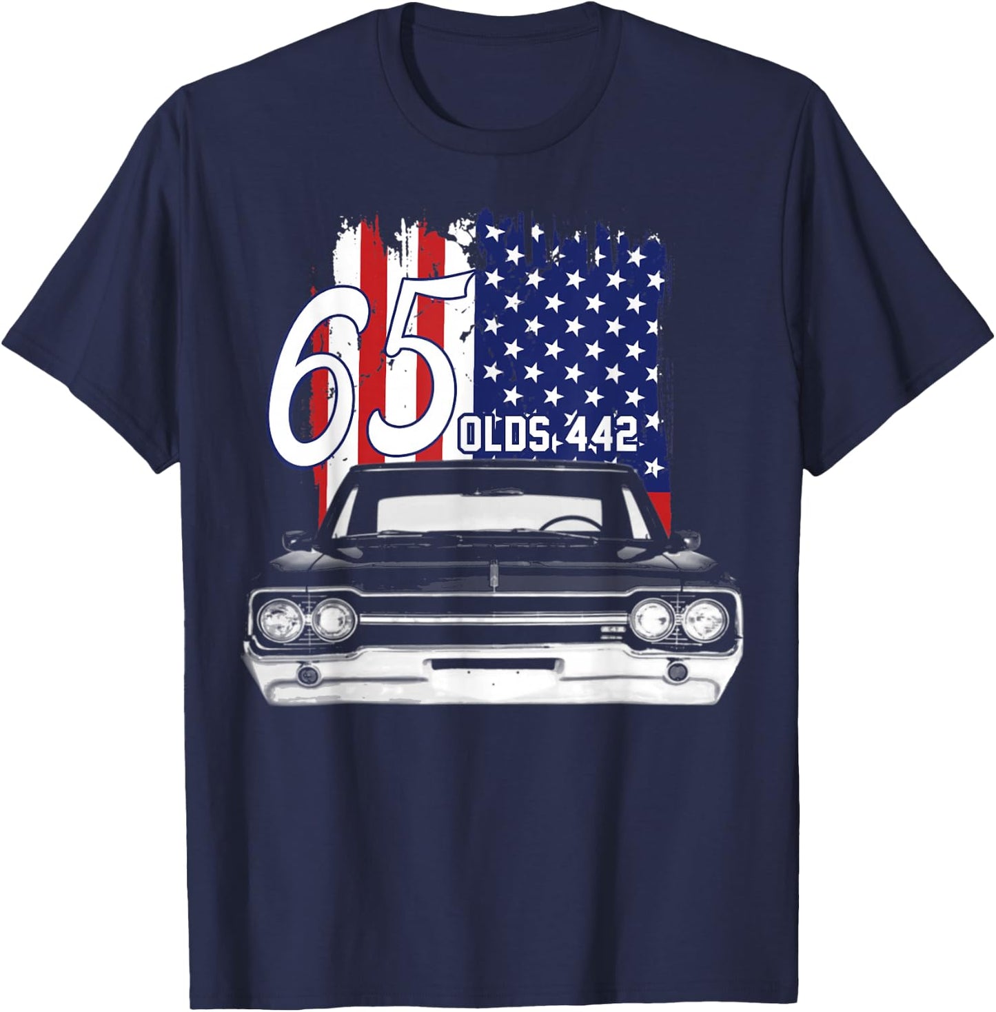 1965 65 Olds 442 Muscle Car T-Shirt - T-Shirt | Navy