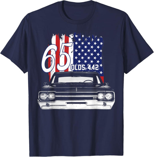 1965 65 Olds 442 Muscle Car T-Shirt - T-Shirt | Navy