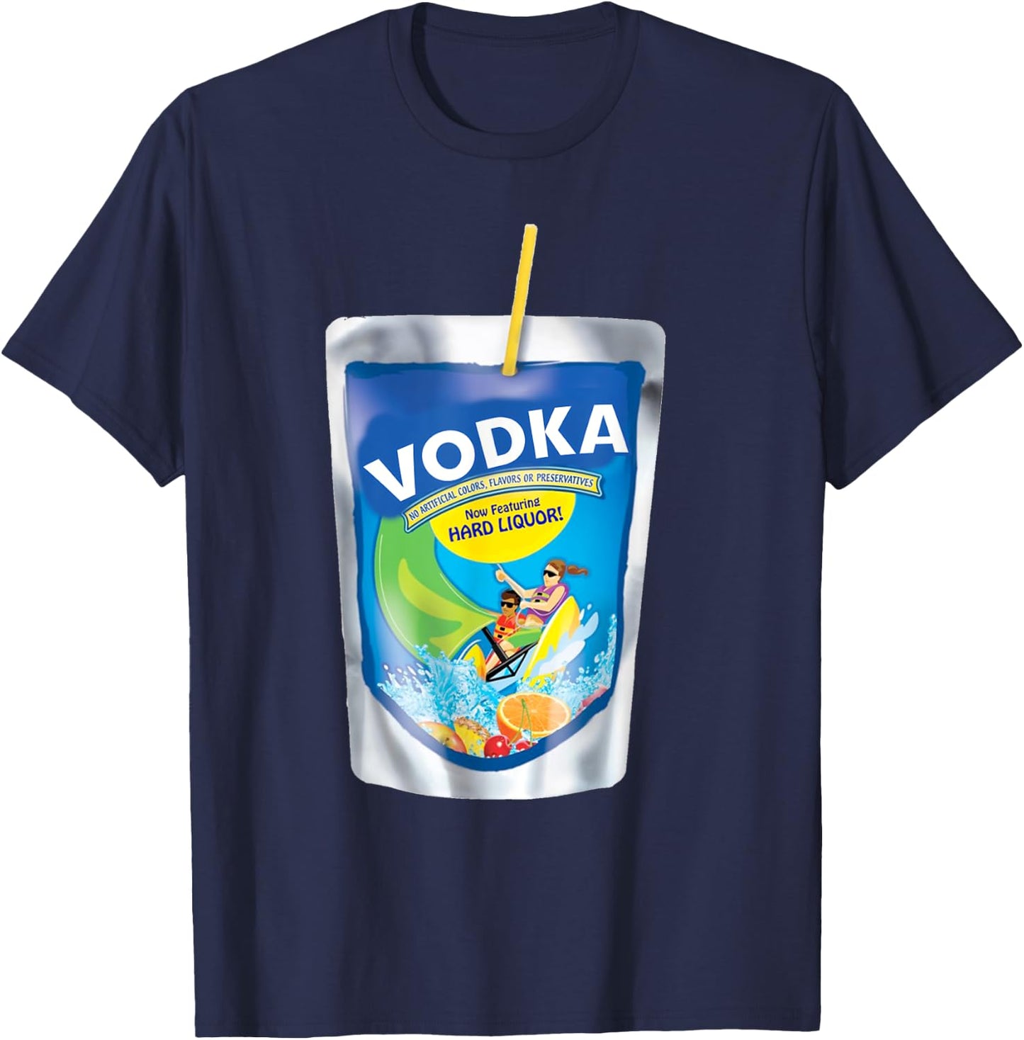 Funny Vodka Adult Juice Box Pack Party T-Shirt - T-Shirt | Navy