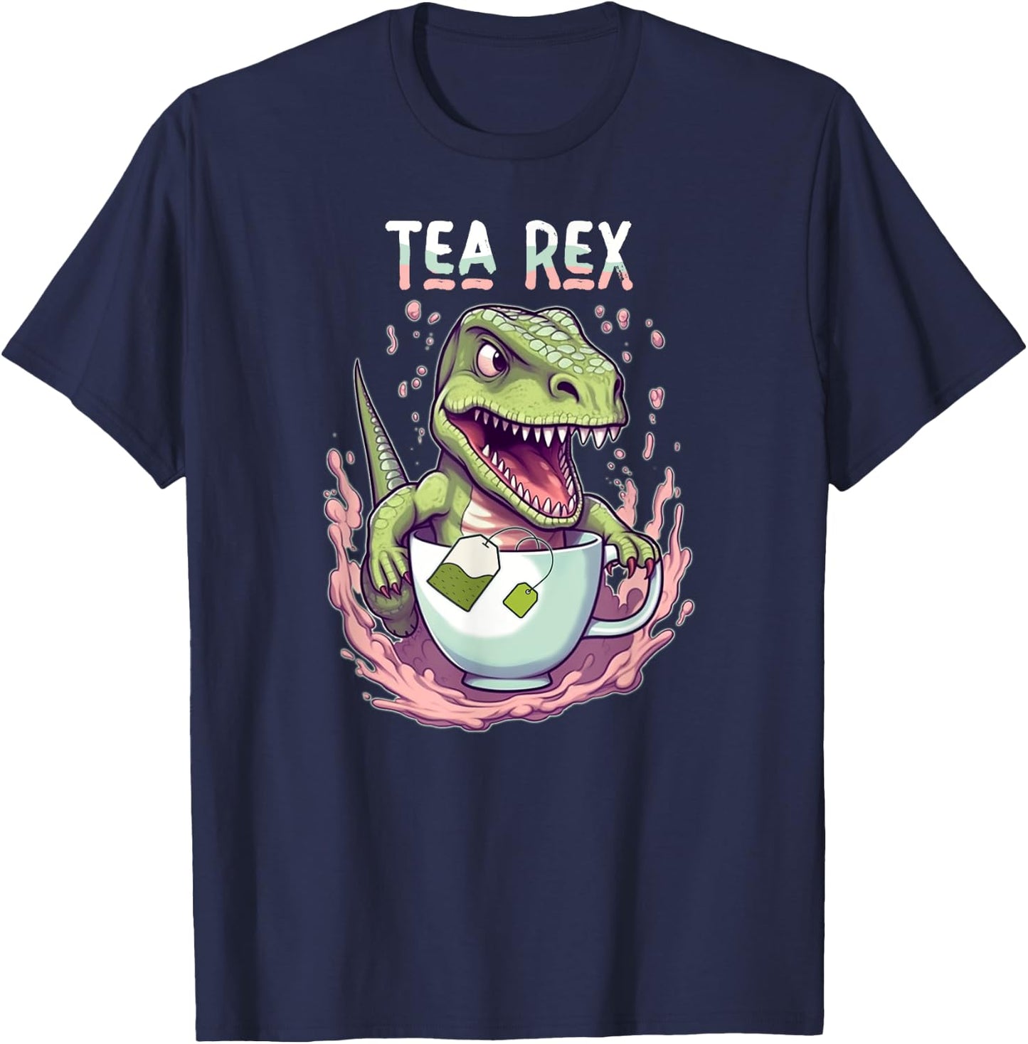 Tea Rex - Dinosaur - Tea Lovers T-Shirt - T-Shirt | Navy