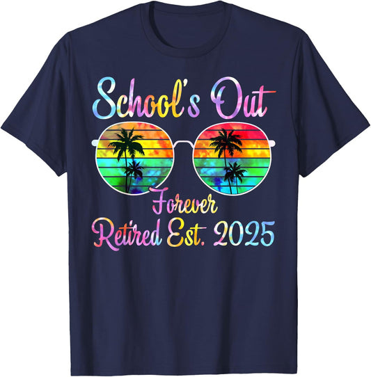 Retired Teacher Class of 2025 Retirement Men Women School T-Shirt - T-Shirt | Navy